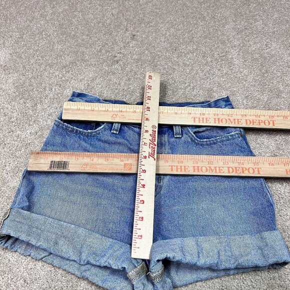 BDG Urban Outfitters Mom High Rise Shorts Blue Denim Cuffed Pockets Size 24 - Picture 2 of 10